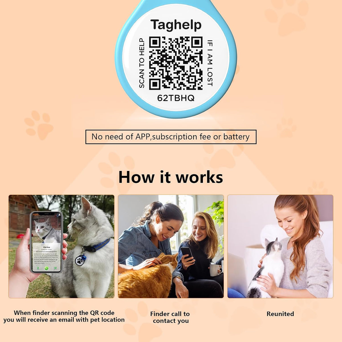 Pet ID Tag-3pcs QR Code Tag Small Personalized Name Plate with Online Profile,Cat Tag Scan QR Receive Instant Pet Location Alert Email,No Subscription or fees(Black & Blue & Pink)