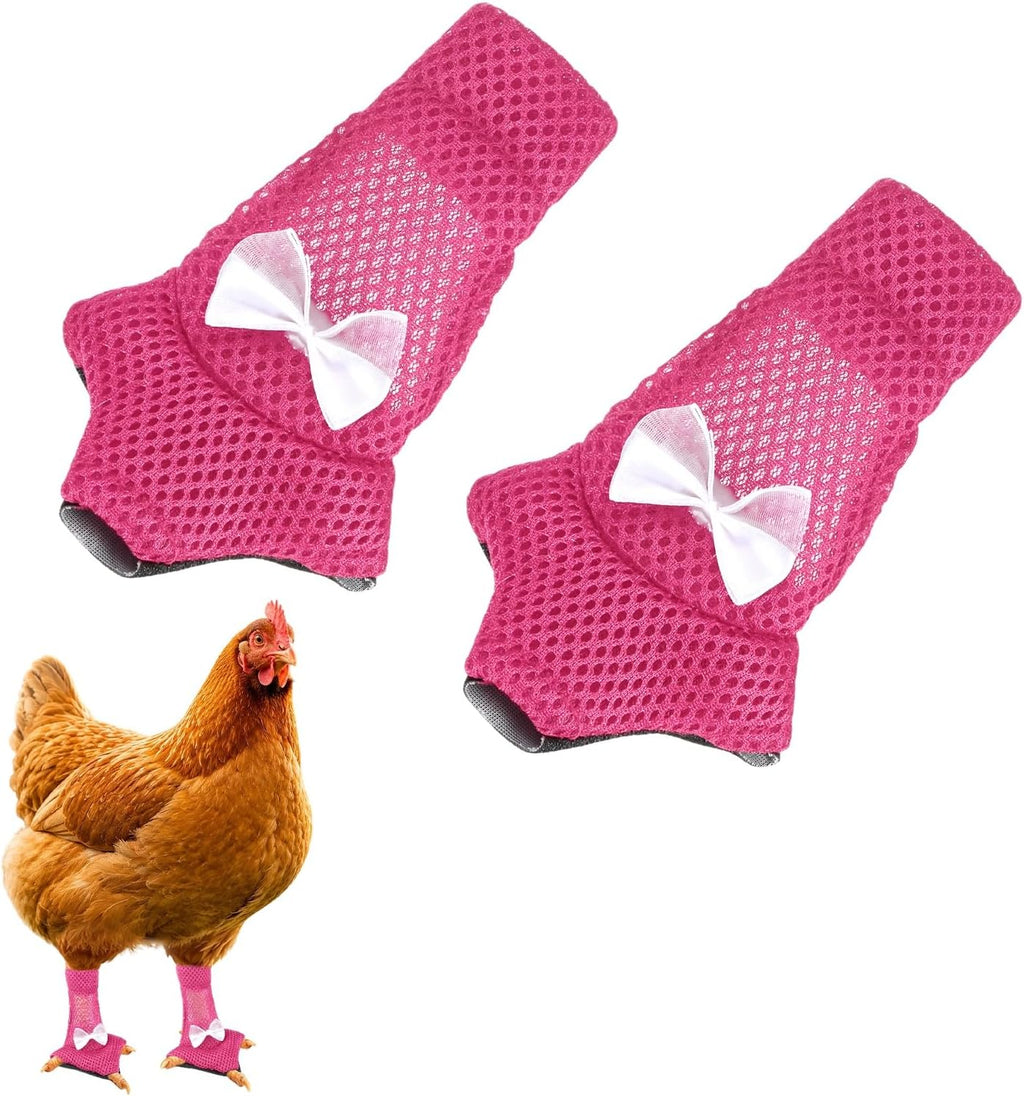 M METERXITY 1-Pack Chicken Shoes, Mesh Fabric Anti-Slip Chicken Feet Boots for Hens/Rooster Indoor Outdoor Use, Chicken Coop Sandals Shoes [Pink-red, Size L]