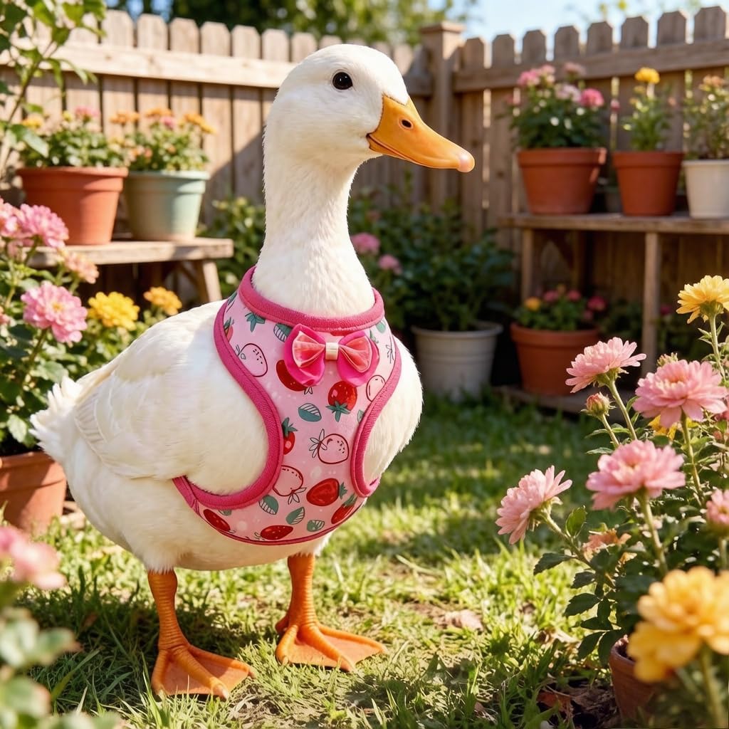Chicken Harness with Leash, Duck Harness Vest for Goose Hans Yellow, Medium