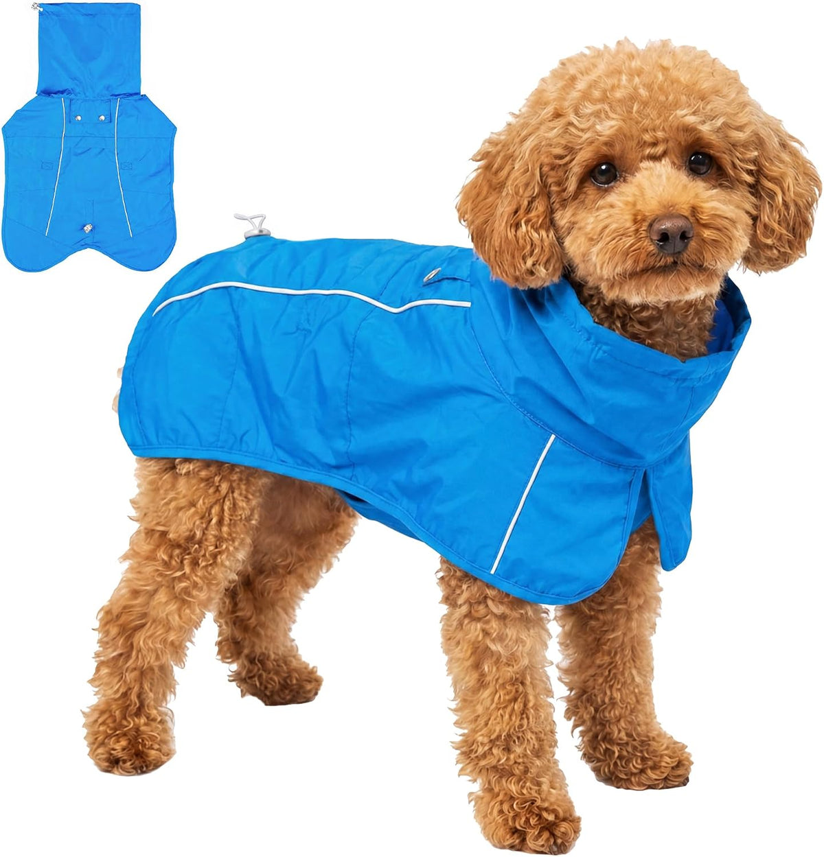 Tuff Pupper Waterproof Dog Raincoat | Full-Body Windproof Rain Jacket for Dogs | Reflective Strips | Breathable Mesh Lining | Adjustable Fit | Leash Port | Small Medium Large XL XXL Dogs (Blue, XXS)