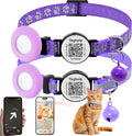 2 Pack Airtag Cat Collar, Breakaway Cat Airtag with Smart ID tag - Purple