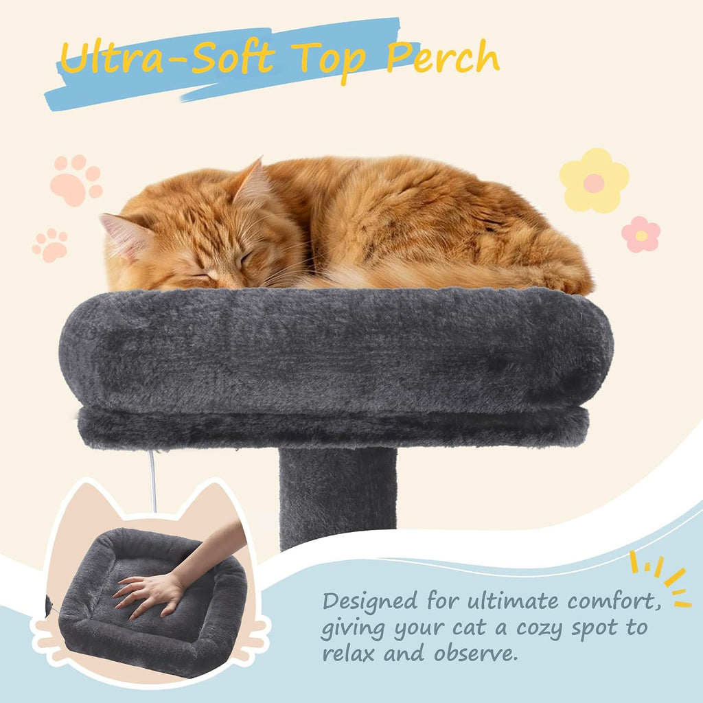 SHA CERLIN 82 inch, Multi-Level Cat Tree Tower for Indoor Cats, Cat Condo with Sisal Scratching Posts, Plush Perches, Hammocks, Toy Balls, Dark Grey