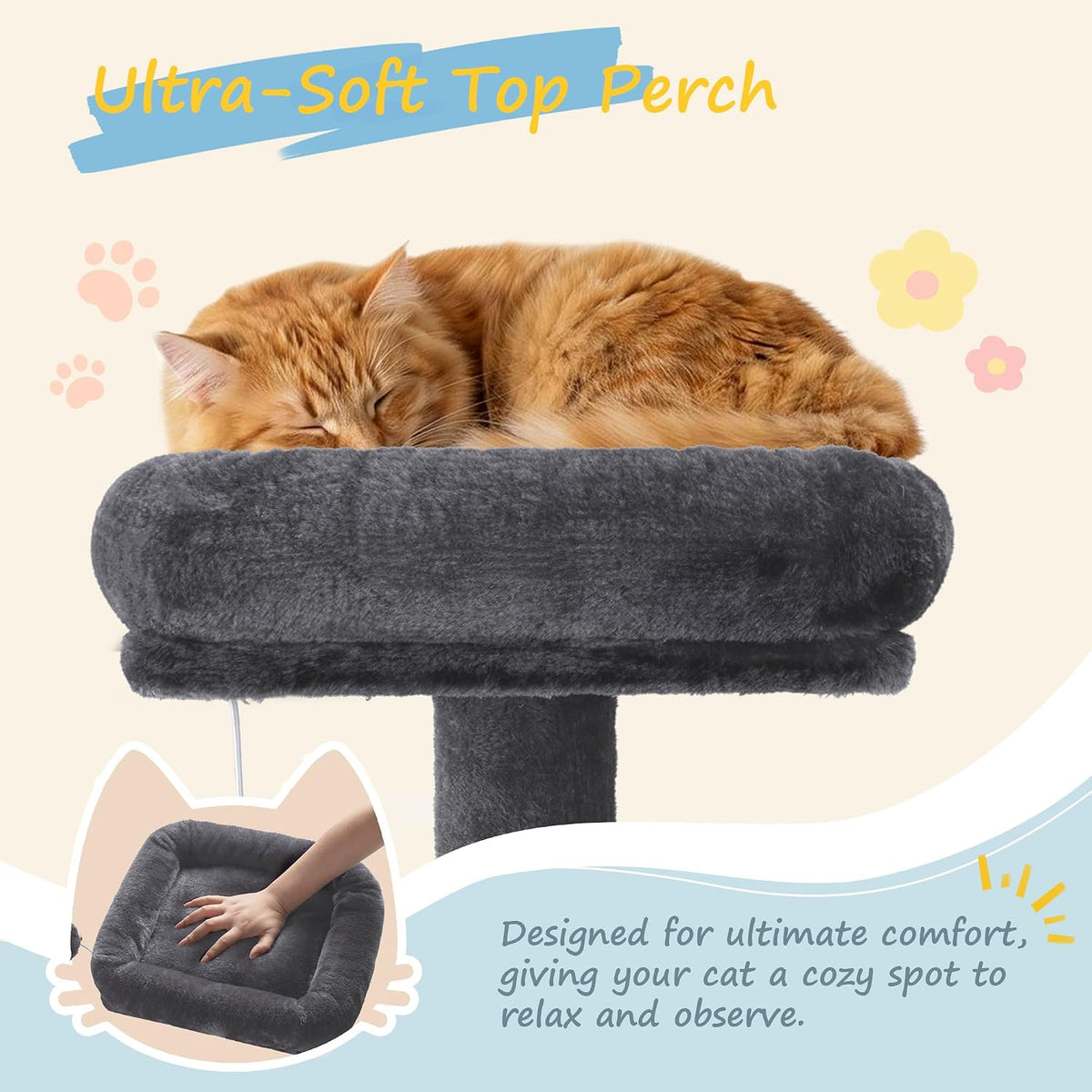 SHA CERLIN 82 inch, Multi-Level Cat Tree Tower for Indoor Cats, Cat Condo with Sisal Scratching Posts, Plush Perches, Hammocks, Toy Balls, Dark Grey