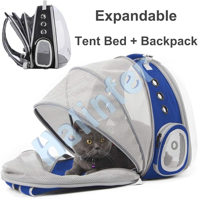 Back Expandable Clear Cat Backpack Carrier, Fit up to 12 lbs, Space Capsule - Image 5
