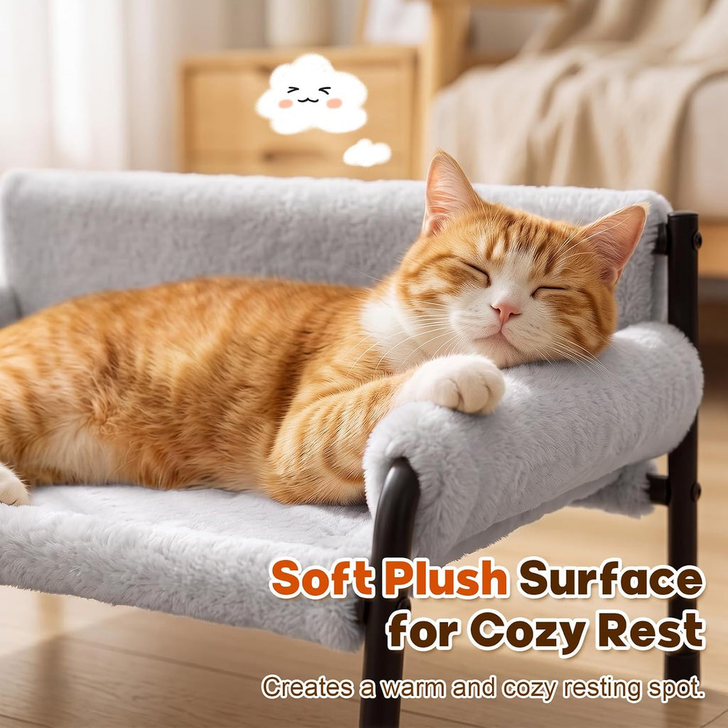 Elevated Cat Couch Bed for Indoor Cats, Metal Frame Cat Sofa Up to 60 Lbs