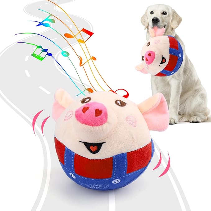 BABORUI Interactive Dog Toys Pig, Jumping Squeaky Dog Toys by BABORUI