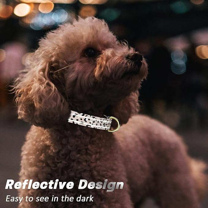 Reflective Dog Collar for Medium Dogs, Cute Leopard Style Adjustable Heavy-Duty - Image 3