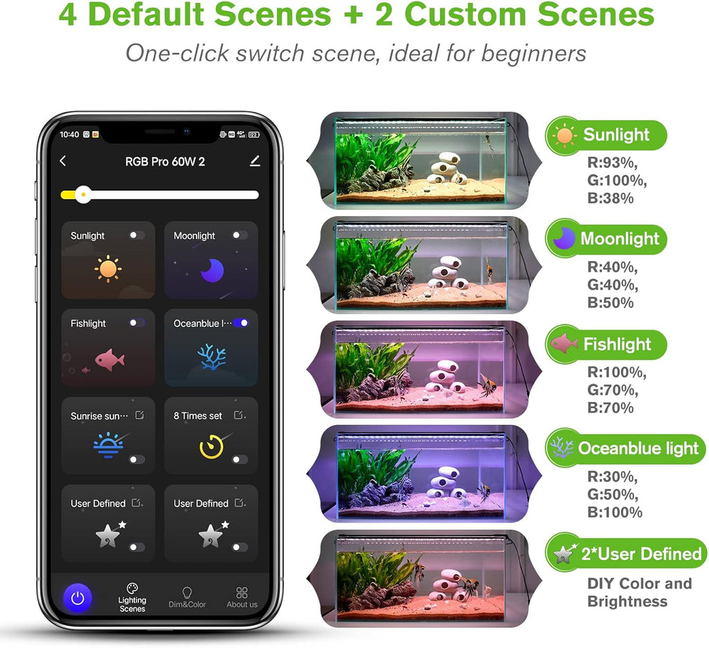 hygger 25W Smart Aquarium Light, Bluetooth LED Light with App Control, Full Spectrum Fish Tank Light with 24/7 Lighting Cycle, 5 Modes, Adjustable Timer, for 18"-24" Freshwater Planted Tank