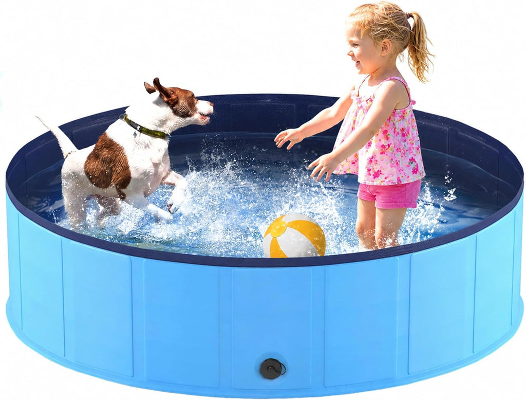 Niubya Foldable Dog Pool, Collapsible Plastic Dog Swimming Pool, 72x12 in