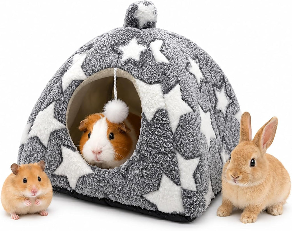 Guinea Pig Bed House Cozy Cave for Hamsters,Hedgehogs Small Rabbits (Grey)