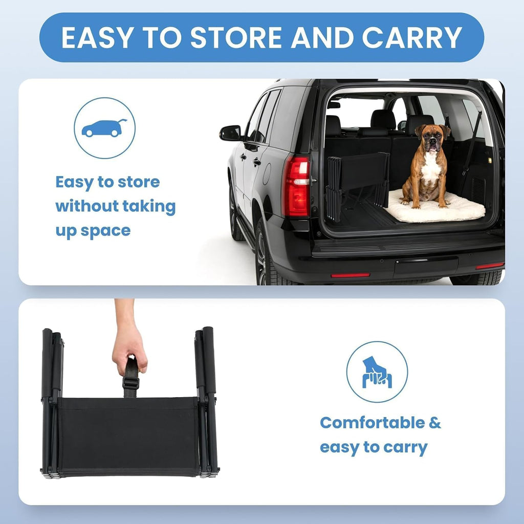 Portable Wide Dog 4-Steps, Large Dog Folding Stairs for Car, Truck, SUV