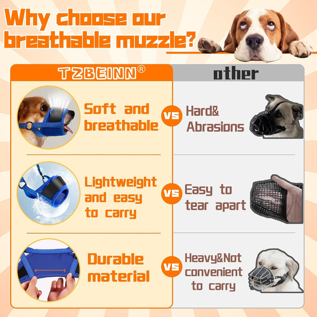 Dog Muzzle, Soft No Barking Mesh Muzzles for Medium Sized Dogs Anti Chewing, Breathable No Bite Muzzle for Mini Dachshund Jack Russell, etc, Suit for Grooming Vet Visits Allows Panting Drinking