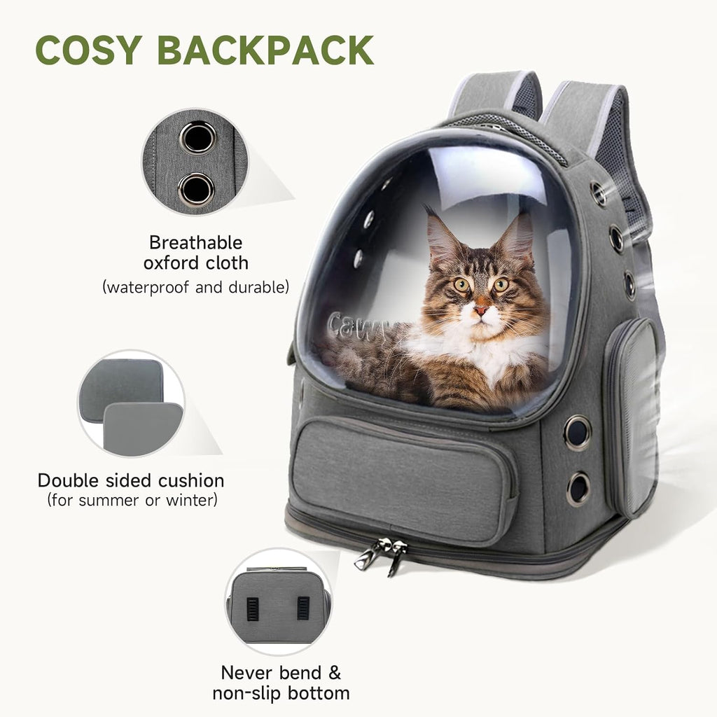 Cawypety Cat Backpack Carrier Large Space Bubble Backpack up to 12lbs Grey