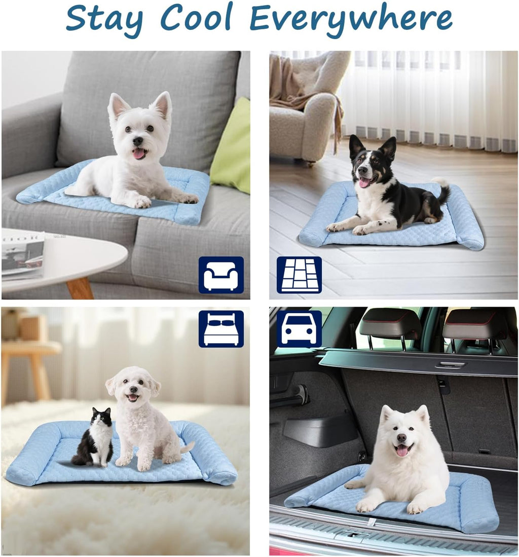 Cooling Mat for Dogs - 2025 Upgraded 24" x 14" Washable Pet Cooling Pad for Cats, Non-Slip Kennel Bed for Summer, Ultra-Comfortable & Machine Washable Portable Ice Mat for Dogs/Cats