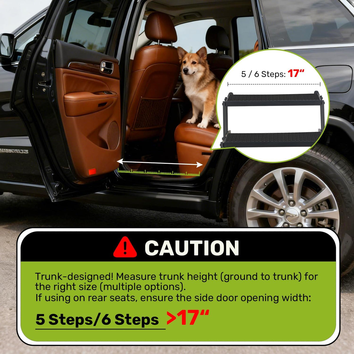 Foldable Dog Steps for High SUV Truck - 6-Step Extra Wide, 12Lbs
