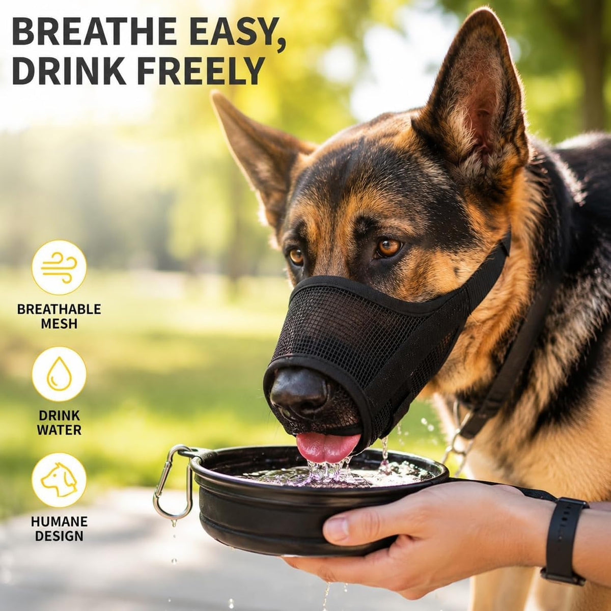 Adjustable Dog Muzzle, Breathable Soft Mesh Anti-Bite Muzzle,Black and Gray