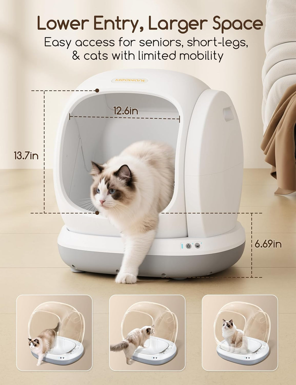 Meowant 75L Extra Large Automatic Litter Box Self Cleaning