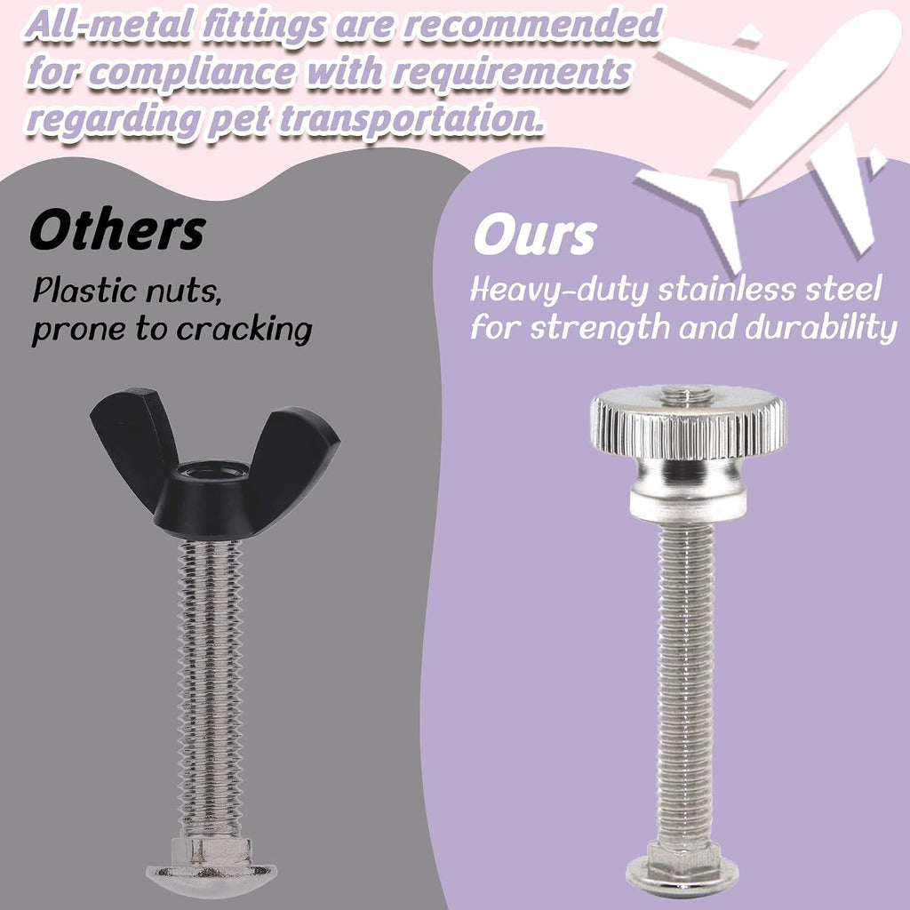 20 Sets Pet Carrier Replacement Fasteners - Heavy Duty Stainless Steel Bolts and Nuts for Kennel - Dog and Cat Replacement Parts, M540-R