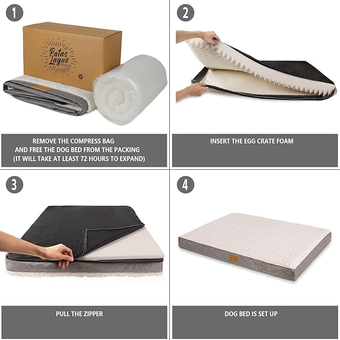 Patas Lague Orthopedic XL Dog Bed Large Sized Dog 48''X30'', Soft Waterproof - Image 6