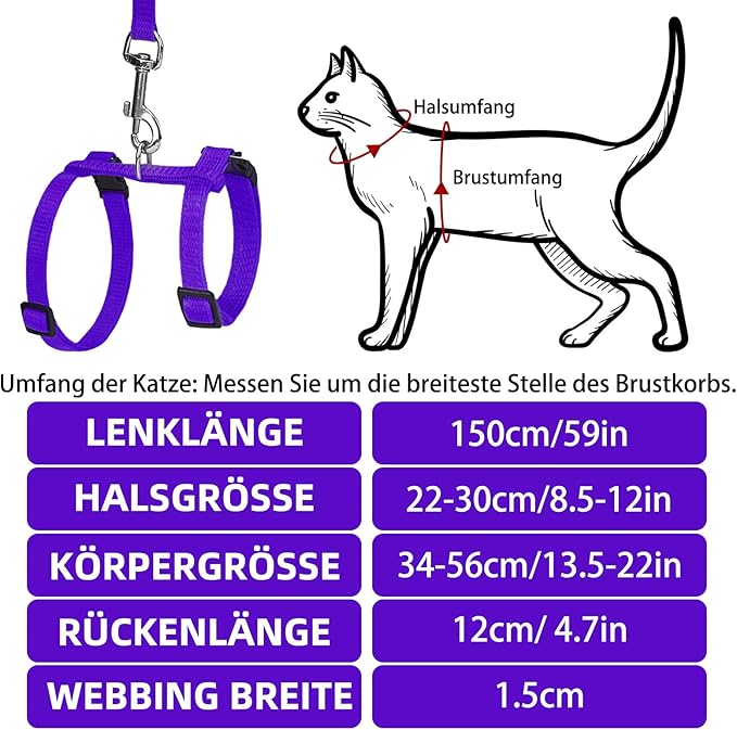 PUPTECK Adjustable Cat Harness and Leash Set Escape Proof Kitten Strap Collar - Image 2