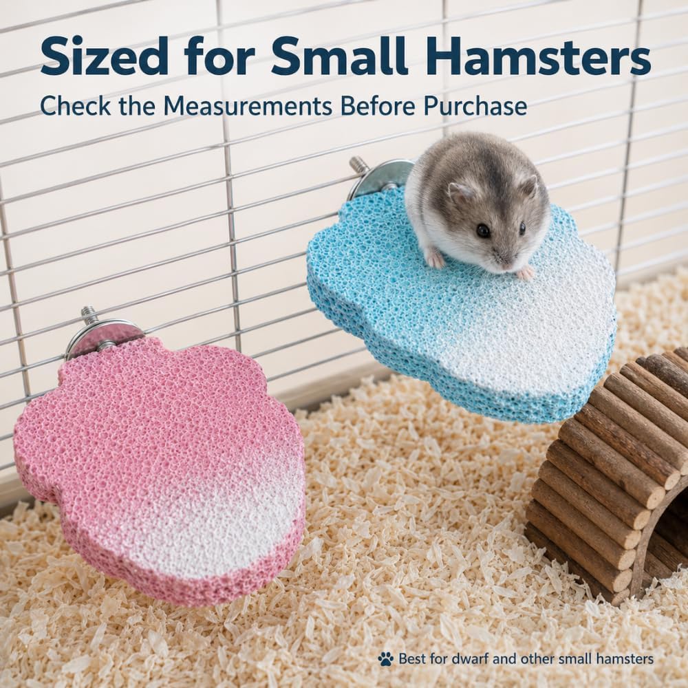 2-Pack Resin Hamster Cage Platforms for Dwarf Hamsters, Blue and Pink