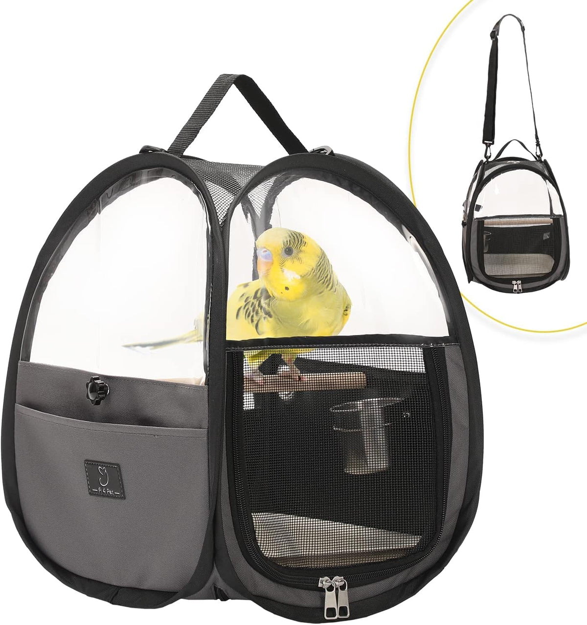 A 4 Pet Bird Carrier for Travel, Clear Windows, Lightweight