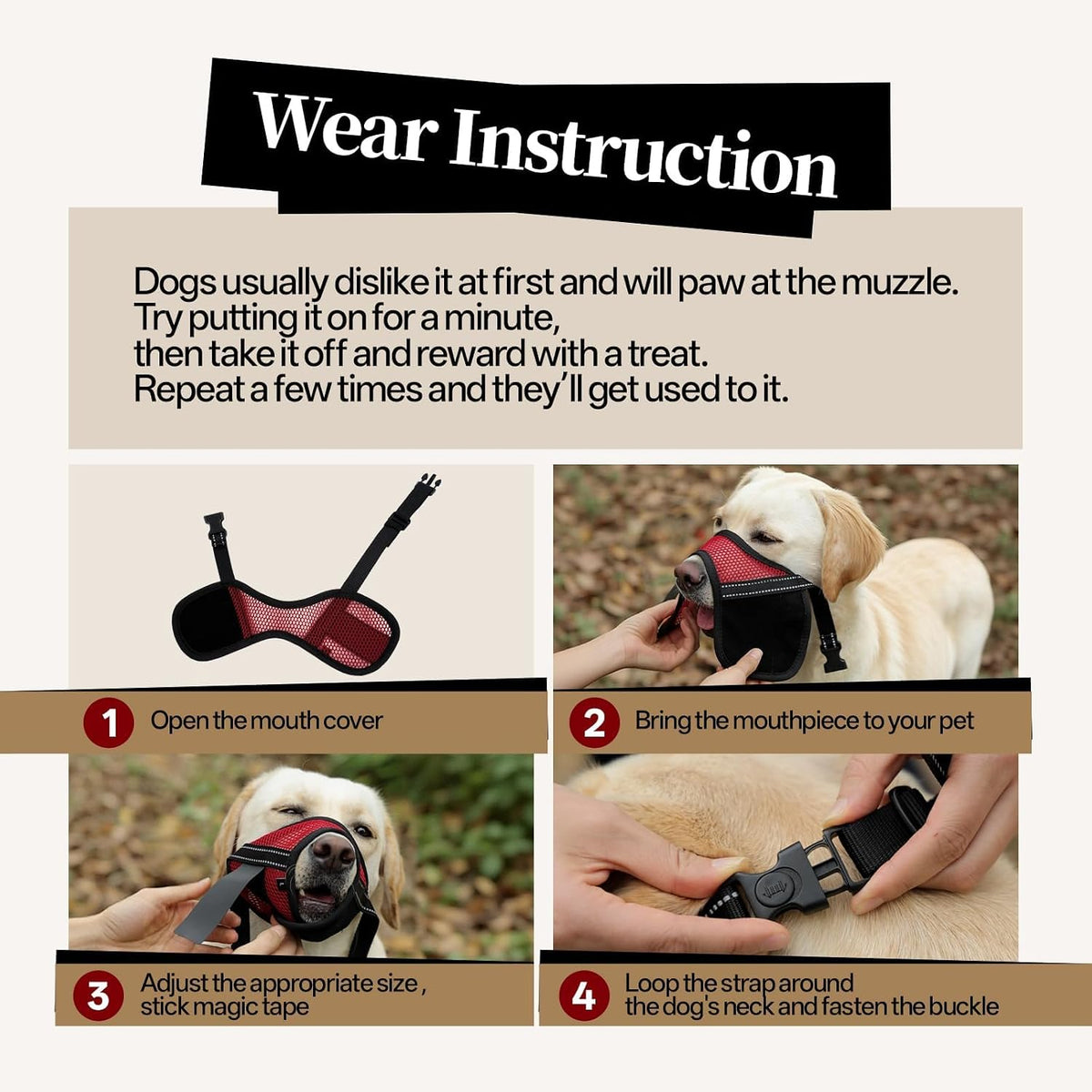2 Pack Dog Muzzle, Soft Mesh Muzzles for Dogs Anti Biting Barking