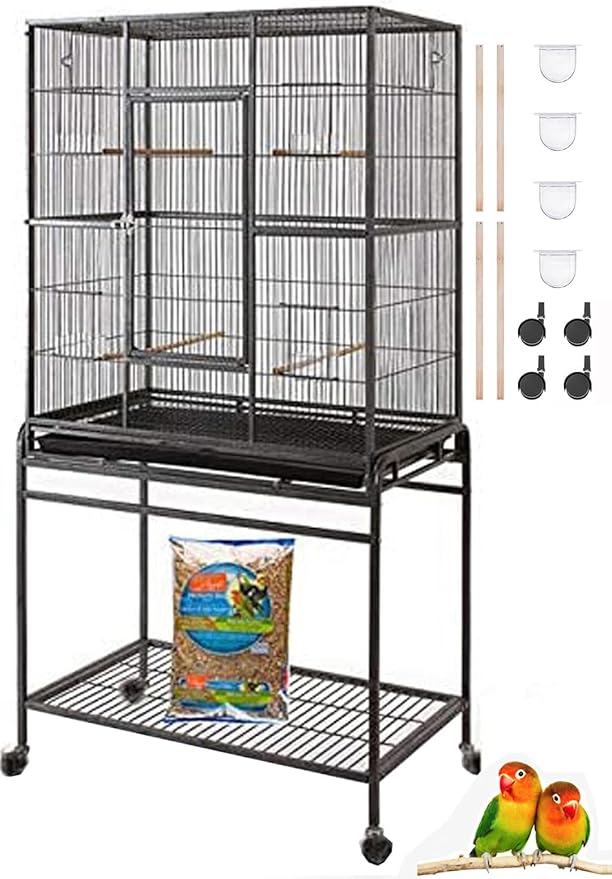 64" Extra Large Tight 1/2-Inch Bar Spacing Wrought Iron Flight Canary Parakeet by Mcage