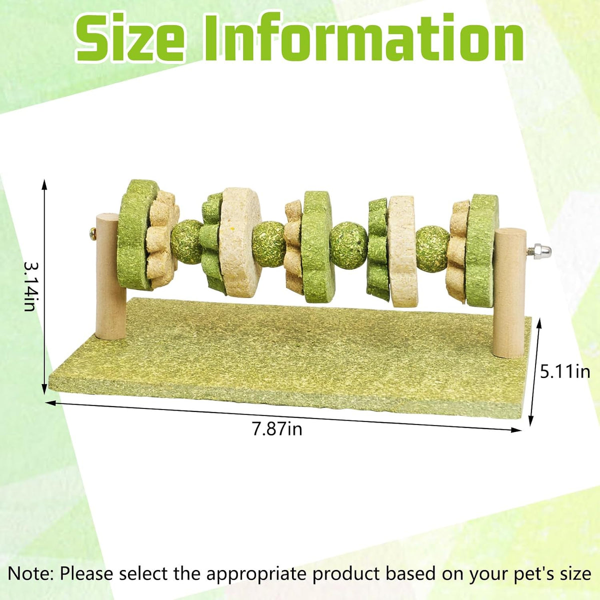 Fhiny Hamster Chew Toy, Rotating Guinea Pig Teeth Hay Enrichment Toy Large