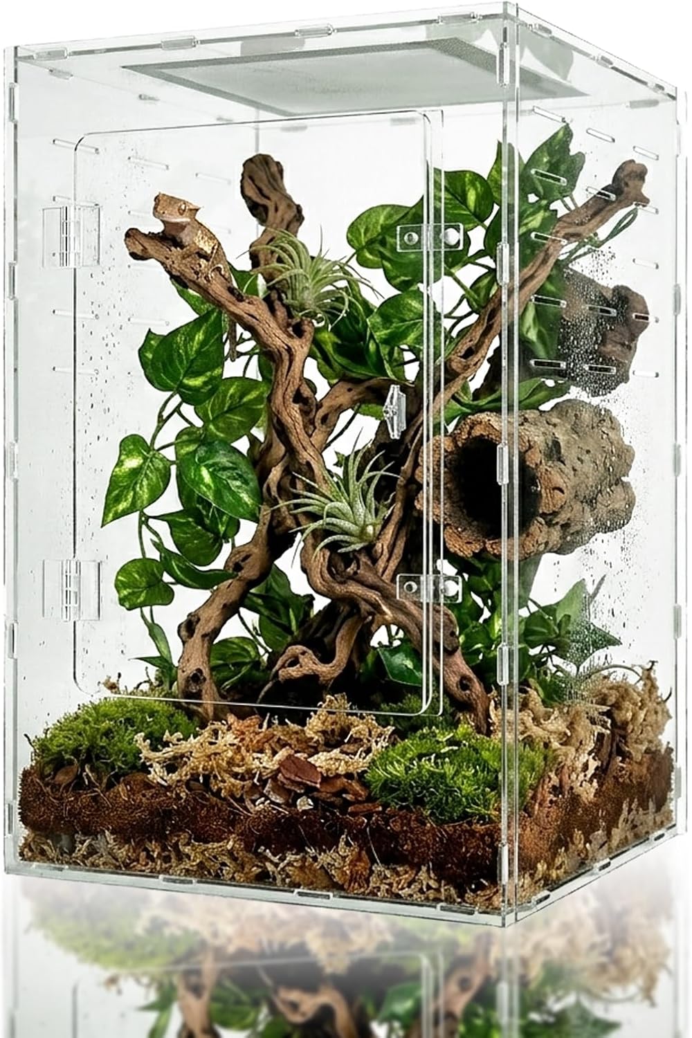 12x12x18 Clear Acrylic Reptile Enclosure, Front Opening, 360° View Tank