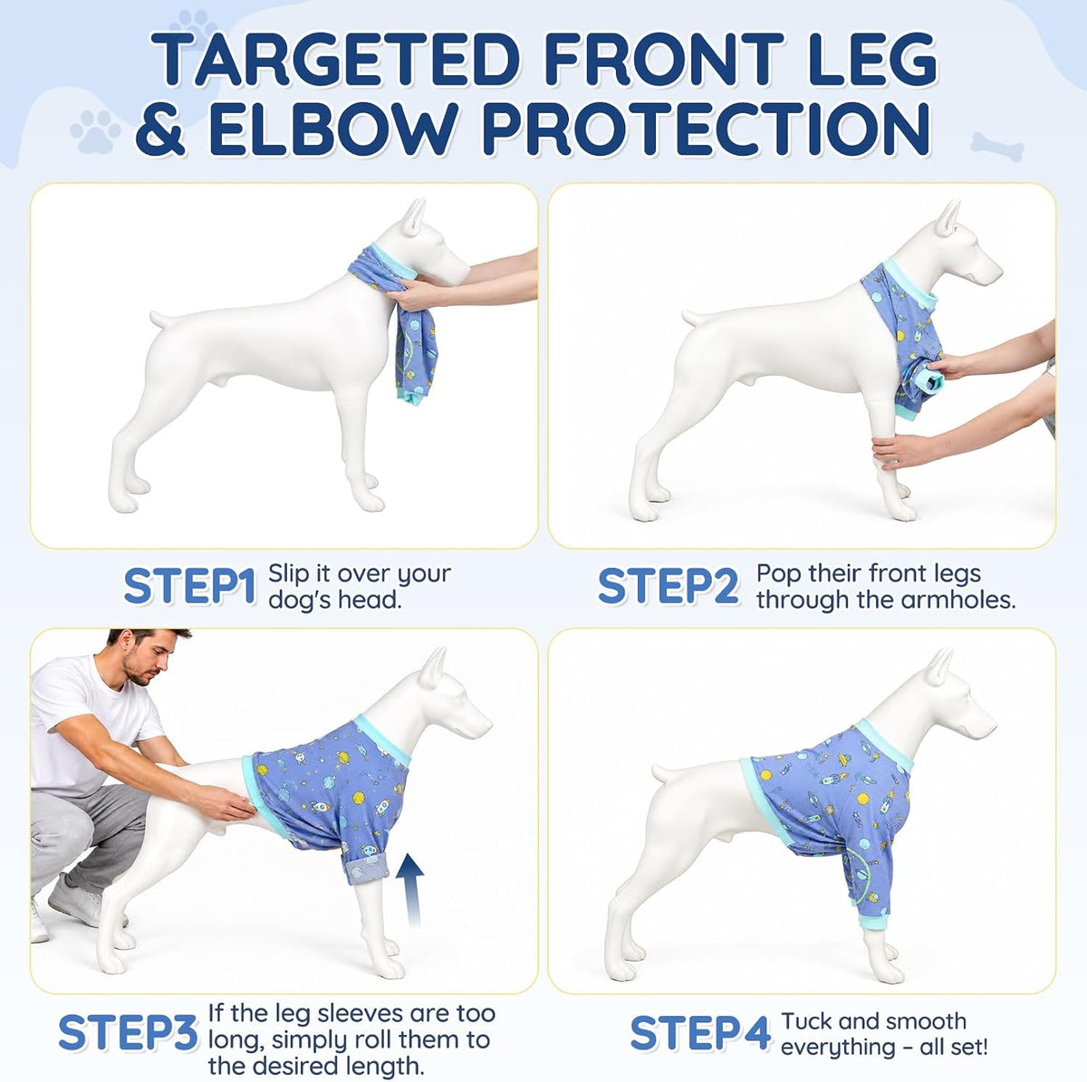 Dog Surgery Recovery Suit with Front Leg Elbow Protector