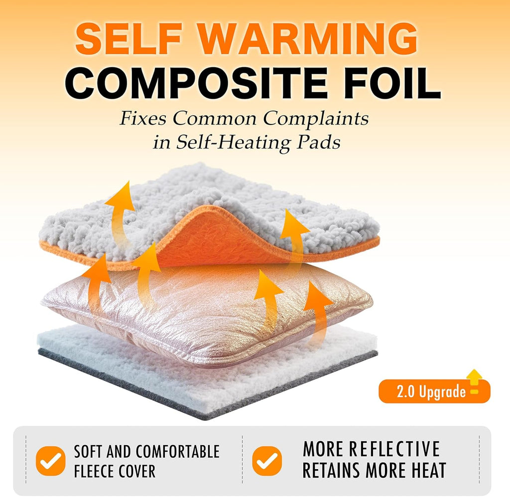 Self Warming Cat Bed, 2.0 Upgraded Thermal Mat for Indoor Cats, 18 x 27 In