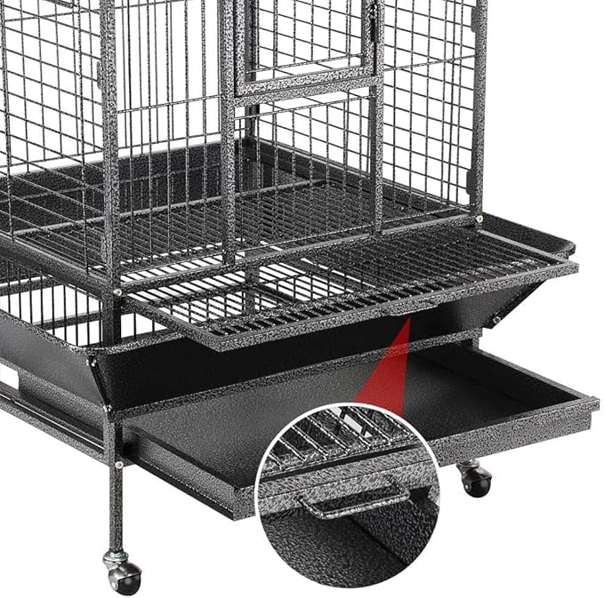 Yaheetech 63'' Bird Cage with Stand Wrought Iron Rolling Open Play Top Large - Image 8