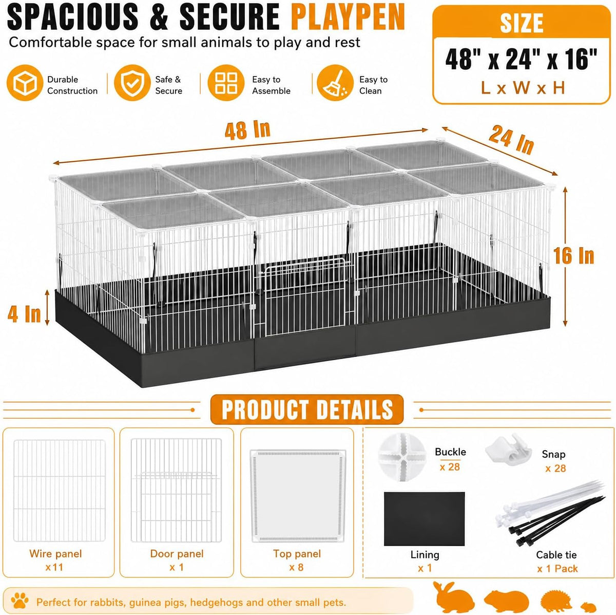 Guinea Pig Cages Closable Small Animal Cage for Guinea Pig and Rabbit