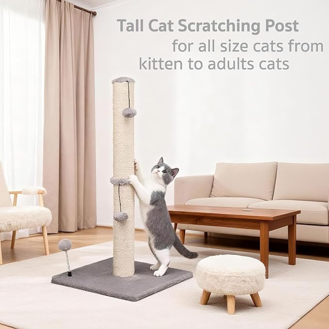 MECOOL 34“ Tall Cat Scratching Post Premium Basics Kitten Scratcher Sisal - Image 6