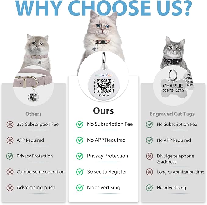 Cat Collar Breakaway with QR Code Name Tag, Reflective Kitten Collars with Bell - Image 2
