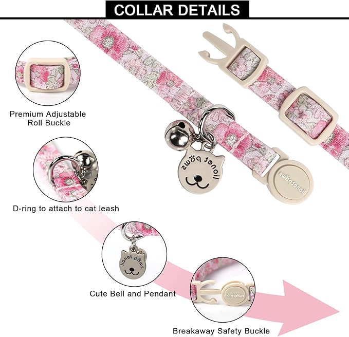 Lionet Paws 2pcs Pack Cotton Cat Collar, Breakaway Buckle - Image 2