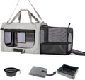 Extra Large Expandable Cat Carrier Soft Sided for Car, Portable Small Dog Carrier for 2 Cats, 24"x16.5"x16" Road Travel Folding Comfortable Design with Litter Box and Bowl