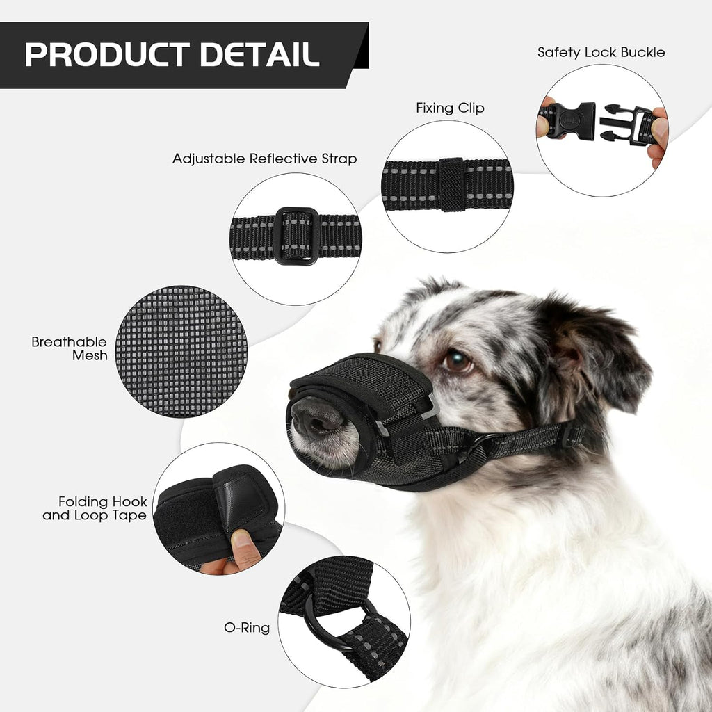 2 Pack Breathable Adjustable Soft Dog Muzzle, Allows Drink Pant L
