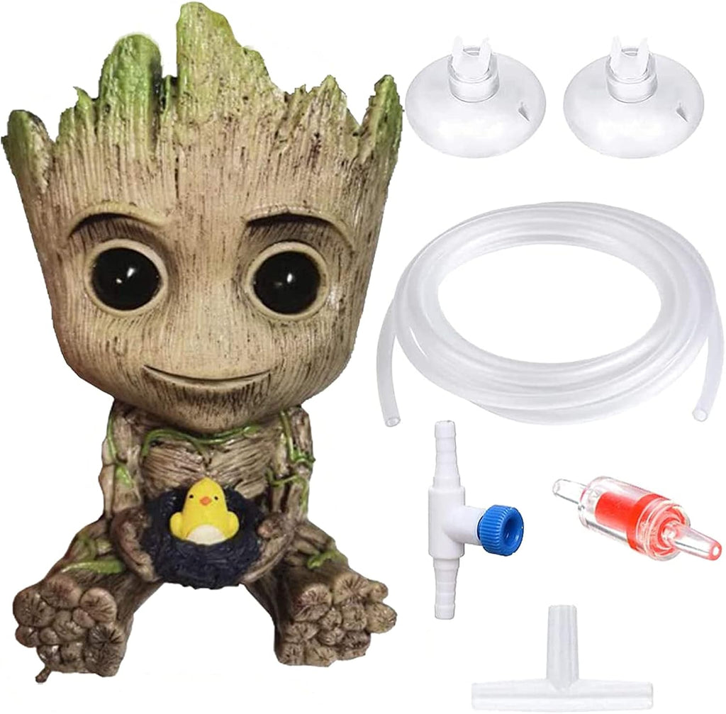 TEEMO Aquarium Groot Air Bubbler Decorations, Air Bubbler Resin Brown Decorations for Fish Tank.