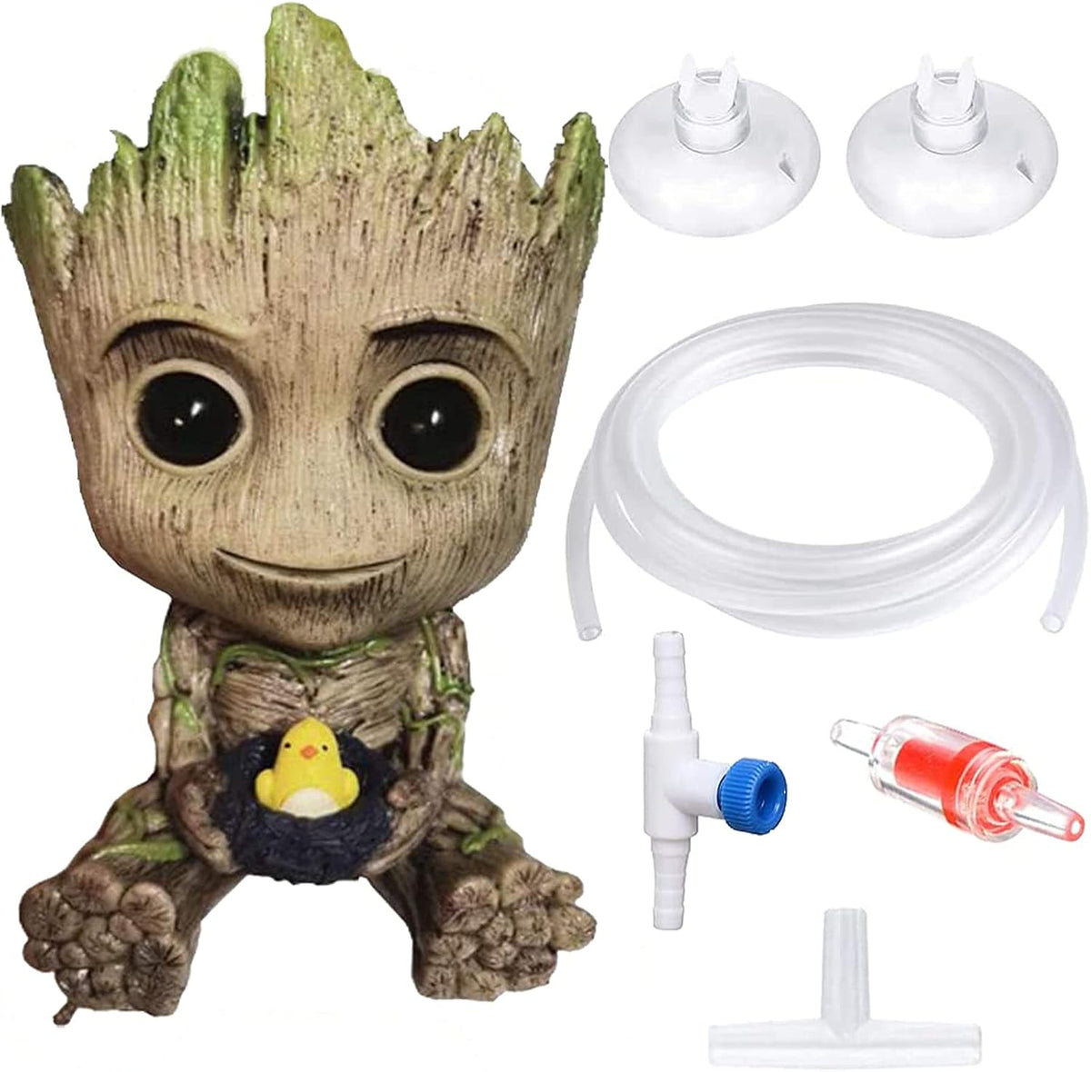 TEEMO Aquarium Groot Air Bubbler Decorations, Air Bubbler Resin Brown Decorations for Fish Tank.