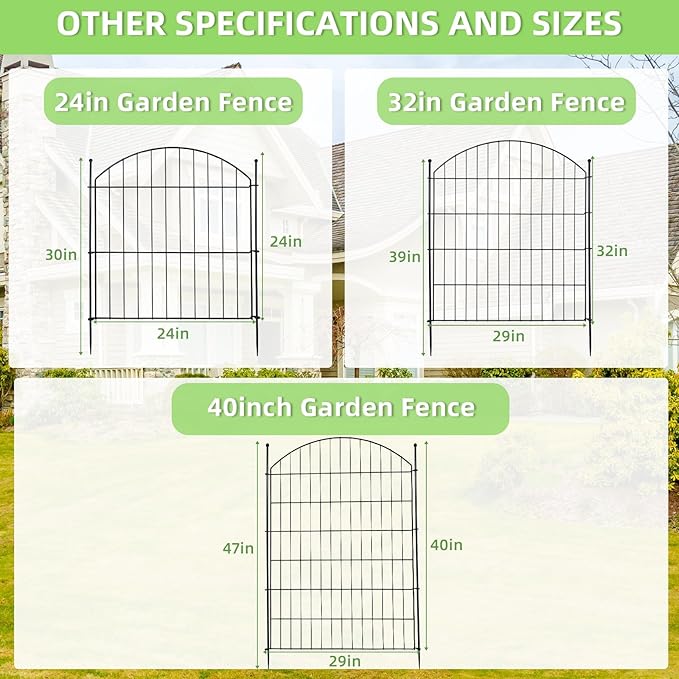 Decorative Garden Fence 32in x24ft, 10 Pack No Dig Fence Animal Barrier - Image 7