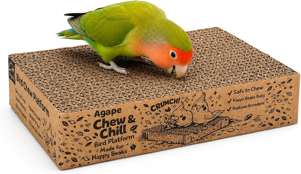 Agape Shreddable Bird Cardboard Platform, Natural Parrot Chew Toy and Perch