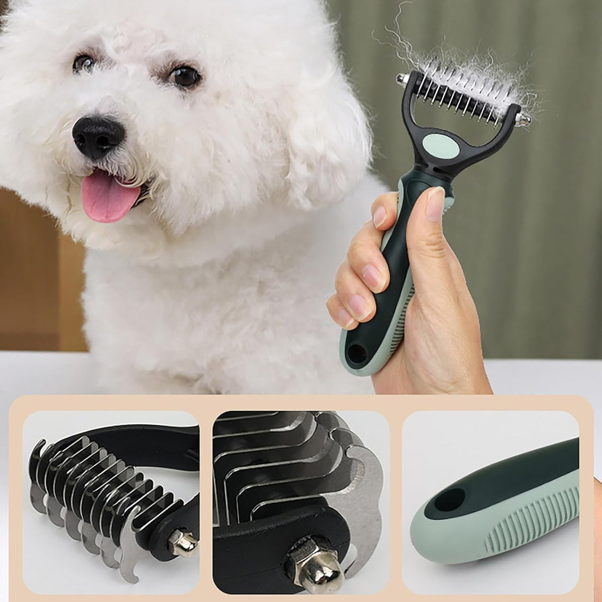 Grooming Brush Kit 8pcs for Shedding Matted Fur Self-Cleaning with Cat Dog Grooming Scissors Flea Comb Pet Grooming and Comb Bath Brush for Indoor Long-Haired Cats