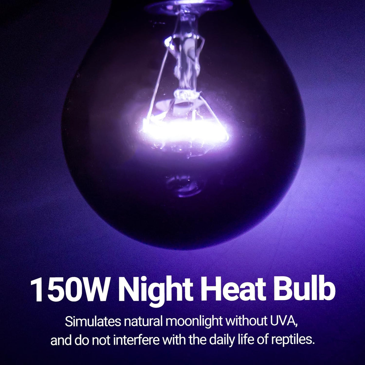 REPTI ZOO 8.5 Inch Deep Dome Reptile Light Fixture with Dimming Temperature Controller & 2PCS Reptile Heat Lamp 150W Night Heat Lamp Moonlight Bulb Purple Infrared Heating Lamp