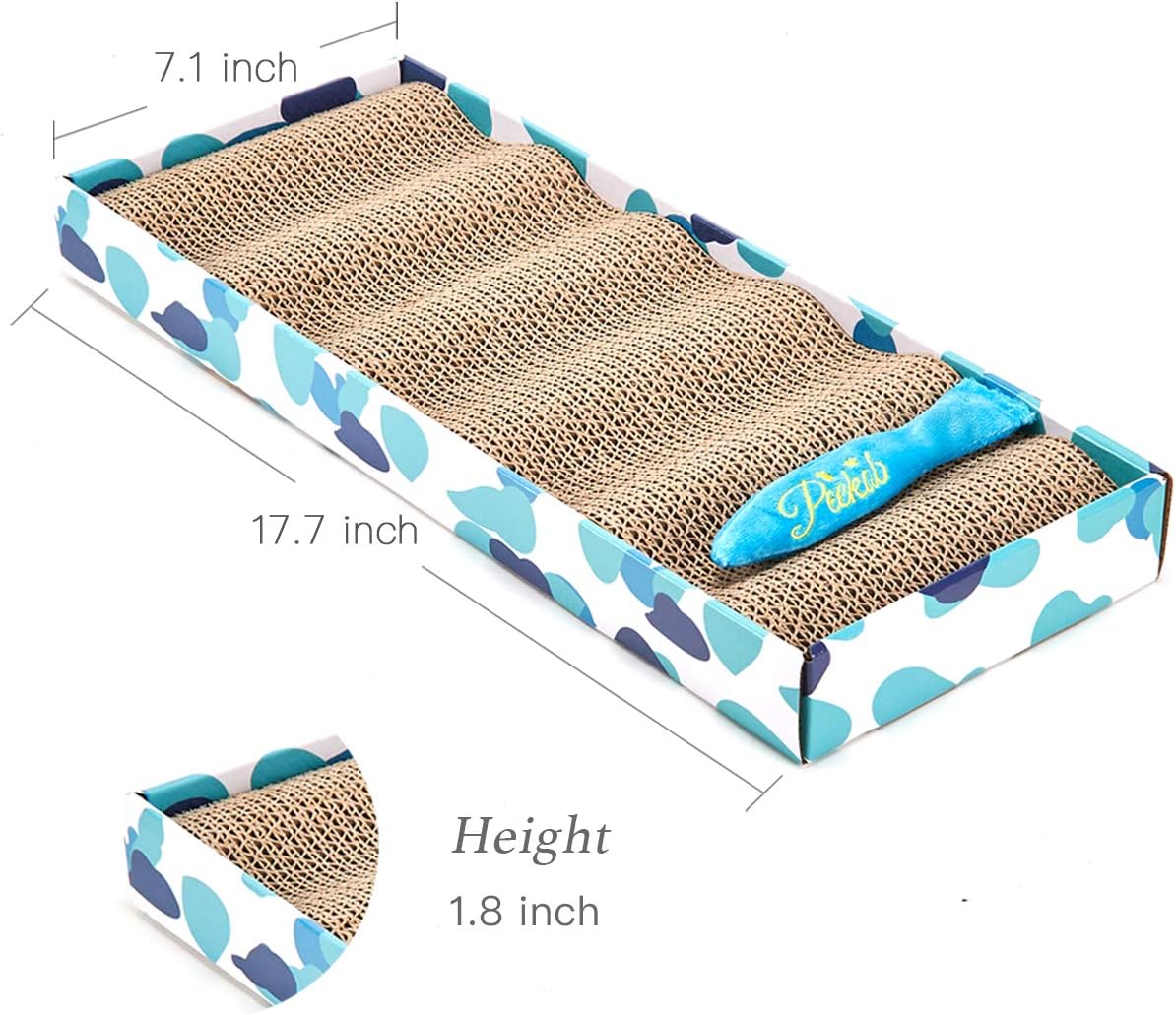 PEEKAB Cat Scratcher Cardboard Reversible Cat Scratch pad Kitty Corrugated Scratching Board Bed Catnip Included
