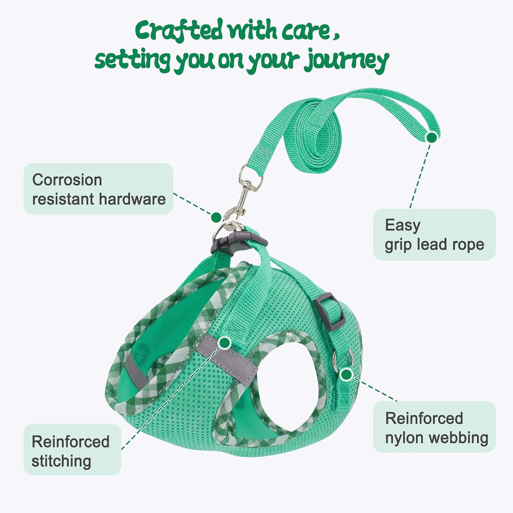 Tensho Cat Harness and Leash Set Escape Proof Vest, Green S
