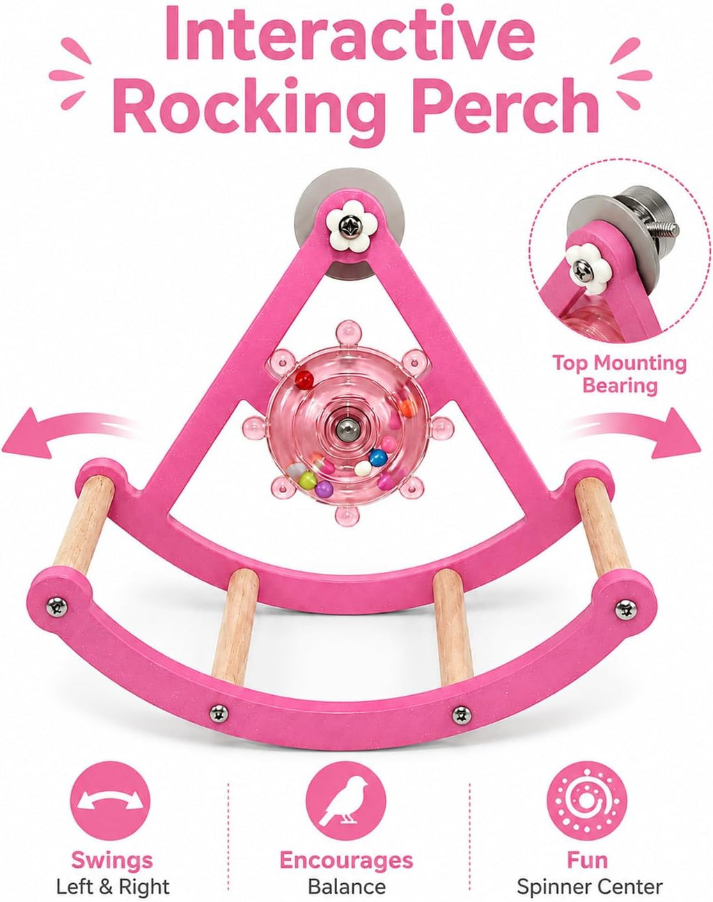 Rocking Bird Perch Toy - Interactive Bird Swing