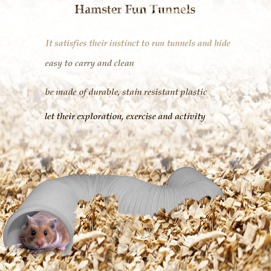 PINVNBY Plastic Hamster Cage Tunnels with Chew Toy,2 PCS Small Animal Folding Tube Guinea Pigs Training Hideout Tunnel 19 PCS Ferrets Cage Accessories for Mouse Gerbils Rats Mice(Gray)