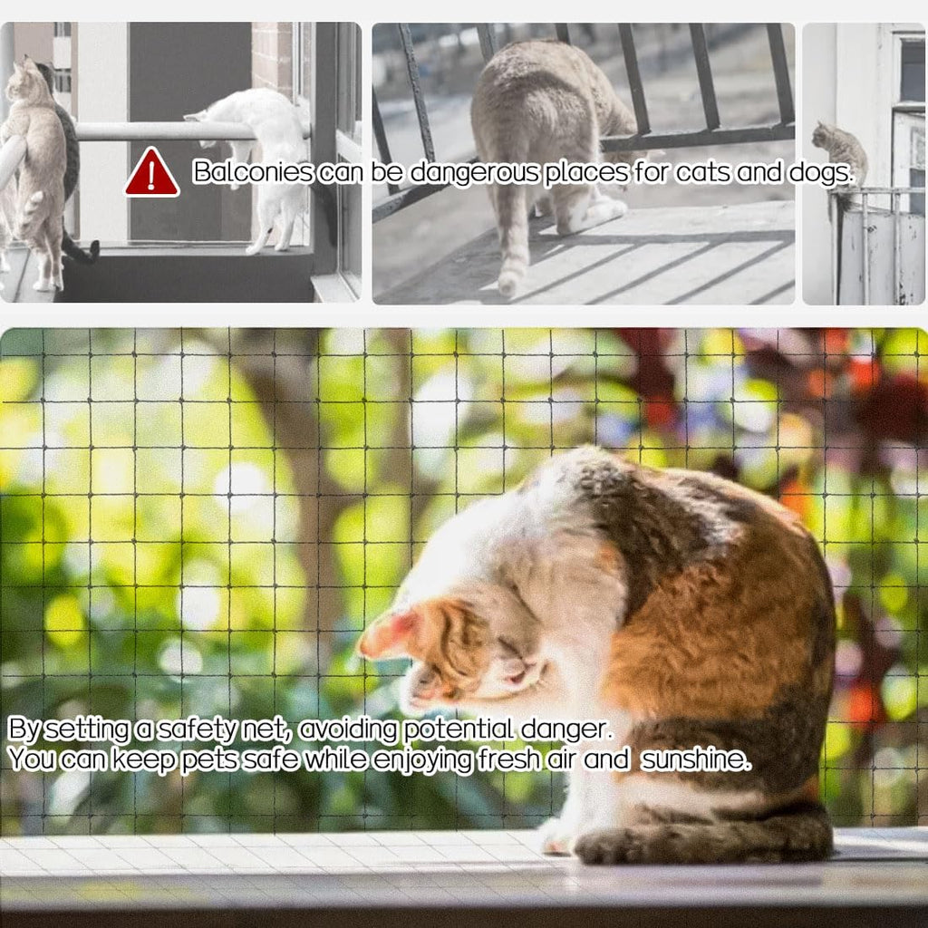 Cat Balcony Net, Steel Wire Reinforced, Anti-Fall Fence, Safety Net, Extra Strong (10 X 33 Ft)
